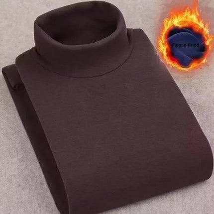 Double-Sided Fleece Long Sleeve T-Shirt Men's Autumn Winter Half High Collar Base Layer Heavyweight Warm Top Base Layer Shirt PlatiNum