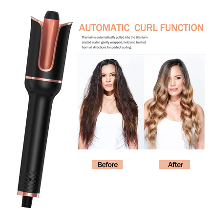 Automatic Hair Curler-123, Auto Hair Curling Iron Ceramic Rotating Air Curler, Air Spin Wand Styler Curl Machine Magic Hair Curler Portable