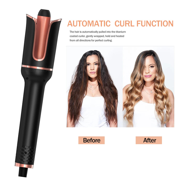 Automatic Hair Curler-123, Auto Hair Curling Iron Ceramic Rotating Air Curler, Air Spin Wand Styler Curl Machine Magic Hair Curler Portable