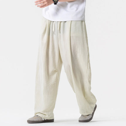 Pantaloni Leggeri e Sottili da Uomo, Traspiranti, Tinta Unita, Stile Harajuku, Gamba Larga, Casual, Oversize, Moda Harem, Streetwear Maschile