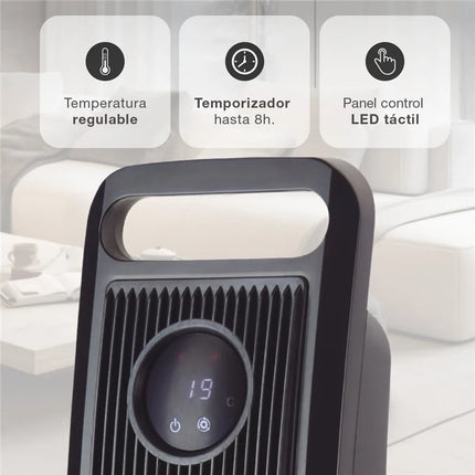 2000W Ceramic Tower Heater with Led Touch Screen, Automatic Oscillation and 8H Timer, Portable Electric Heater for Home and Office