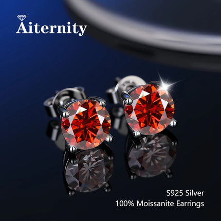 100% Real Sterling Silver S925 Moissanite Earrings Stud  With 2 Certificate D VVS1 Pass Diamond Test Pen For Women Men Jewelry PlatiNum