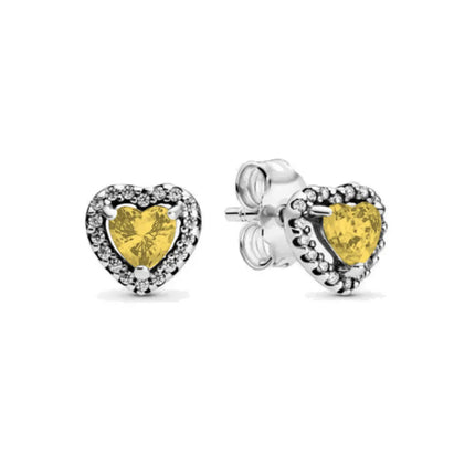 2025 Orecchini originali in pietra a forma di cuore bianco rosa, blu, rosso, verde, orecchino di perla con fiocco di neve, gioielli in argento s925 con fascino femminile platinumshop