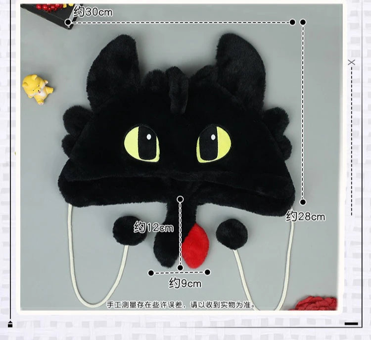 Y2K Gothic Punk Cat Ear Hat with Cross Wing Chain Decoration Plush Warm Winter Subculture Goth Rock Musi Cap Bombero Gorro Ruso