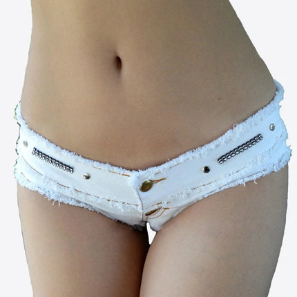 Womens Low Waist Denim Jeans Shorts Hottie Sexy Nightclub Mini Shorts Pants Jeans Slim Young Ladies White Pole Dance Hotpants PlatiNum