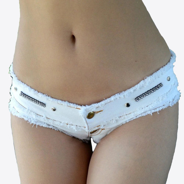 Womens Low Waist Denim Jeans Shorts Hottie Sexy Nightclub Mini Shorts Pants Jeans Slim Young Ladies White Pole Dance Hotpants PlatiNum