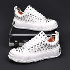 Luxury Designer Men's Punk Rivet Thick Bottom Lace Up Shoes Causal Flats Moccasins Male Rock Hip-hop Walking Sneakers