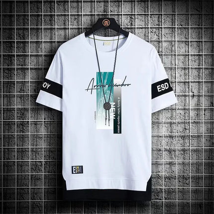 2025 New Men's T-shirt Korean Fashion Summer Short Sleeve Print Men's T-shirt Casual Harajuku Men's Clothing Graphic Men's T-shirt
