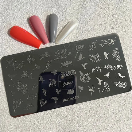 Gothic Cross Nail Stamping Plate Dark Rosary Cross Stainless Steel Punk Nail Art Stencil for DIY Manicure
