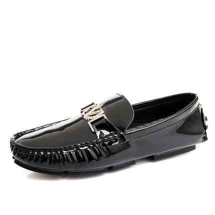 Scarpe a cuffia da uomo, scarpe slip-on primaverili ed estive, scarpe da uomo alla moda in pelle verniciata stile coreano, scarpe pigre basse, scarpe casual, fatte a mano
