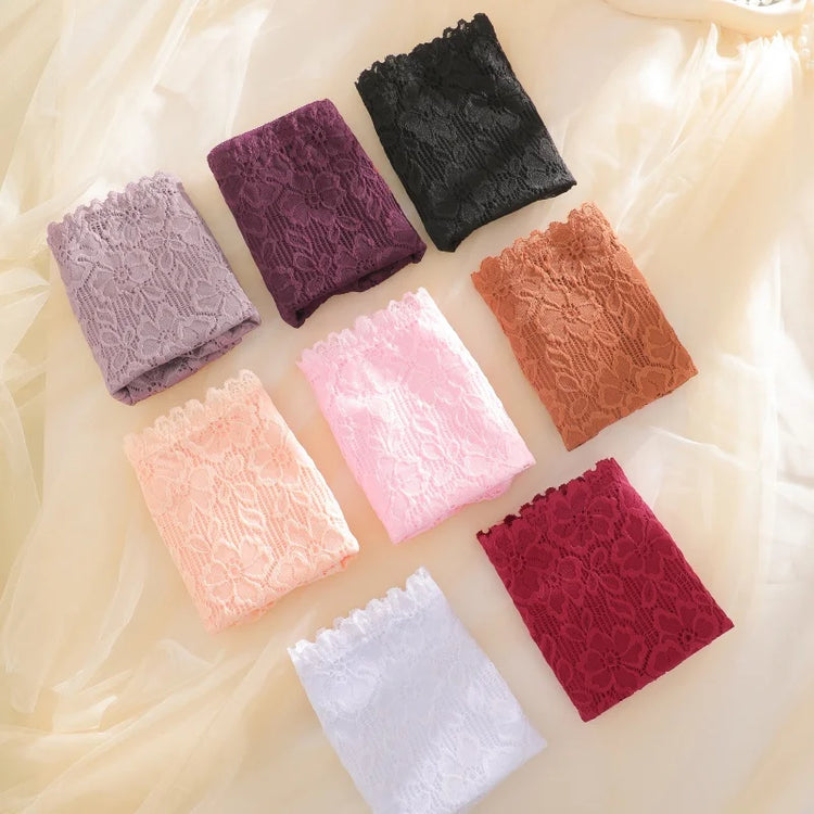 4PCS/SET Women's Sexy Lace Panty Hollow Out High Waist Women's Briefs Breathable Comfortable Underwear Plus Size Women Lingerie