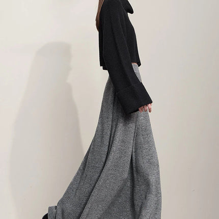 AMII Knitted Skirts For Women 2025 Autumn New Gentle A-line Long Skirt Loose Solid Color Elegant Versatile Woman Clothes12553045 PlatiNum