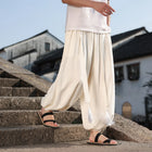 Pantaloni a Gamba Larga Stile Etnico per Uomo, Pantaloni in Lino Comodi e Traspiranti, Pantaloni da Ballo, Abbigliamento Casual Quotidiano, Pantaloni Hanfu, Taglie Fino a 8XL