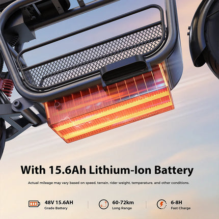 Monopattino Elettrico iScooter DX5 1500W, Batteria 48V 15.6Ah, Velocità Massima 55km/h, Autonomia 60-72km, Pneumatici da 15 Pollici con NFC
