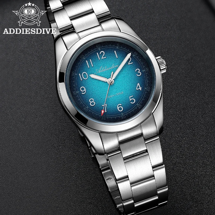 ADDIESDIVE Men's Vintage Quartz Watch 100M Waterproof Sapphire Glass Super Luminous Stainless Steel Classic Wristwatches AD2553