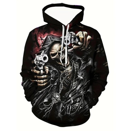 Autumn Skull and Rose 3D Print Hoodies Men Women Fashion Casual Sweatshirts Oversized Hoodie Pullovers Tracksuit Clothing