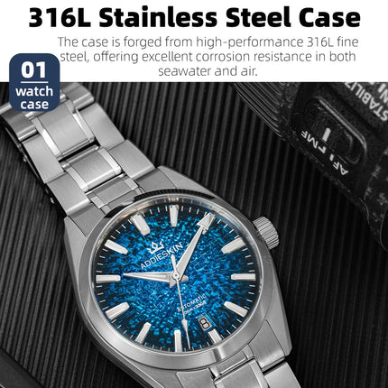 AddiesKin K003 Men's Automatic Watch BGW9 Super Luminous 10Bar Waterproof Sapphire Crystal 316L Stainless Steel Mechanical Watch