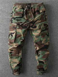 Men's Fall Winter Cargo Jogger Pants, Slight Stretch Relaxed Fit Camo Workwear Trousers, Outdoor Durable Cuffed Casual Pants