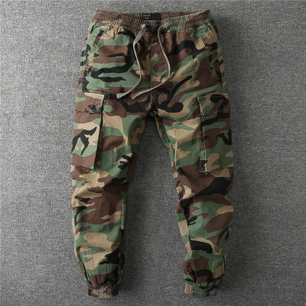 Men's Fall Winter Cargo Jogger Pants, Slight Stretch Relaxed Fit Camo Workwear Trousers, Outdoor Durable Cuffed Casual Pants