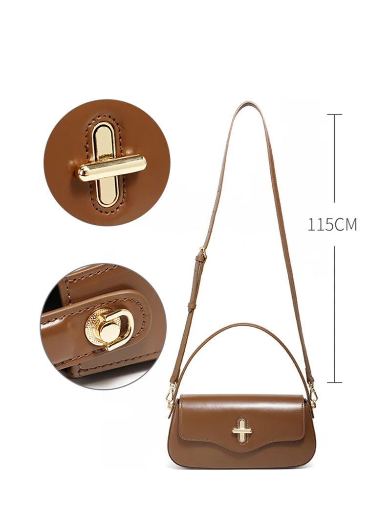 2025 New Genuine Leather Women's Bag Luxury Stick Bag Senior Designer Shoulder Bag Fashion Handbag Commuter