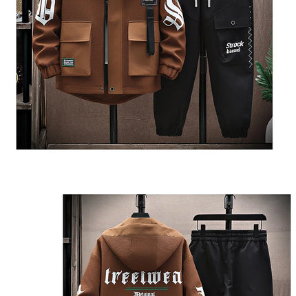Autumn Men Tracksuit Casual Joggers Hooded Spring Sportswear Jackets Pants 2 Piece Sets Hip Hop Running Sports Suit