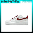 Nike Air Force 1 Abrasion Resistant Low top Skateboard Shoes Men's White Red CW2288-111（Team1467-QD）