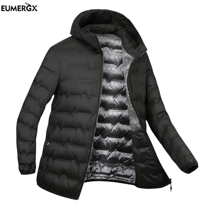 EUMERGX Men's Down Jacket Winter Warm Duck Down Lightweight Padding Jackets Camping Climbing Trekking Graphene Lining Coat