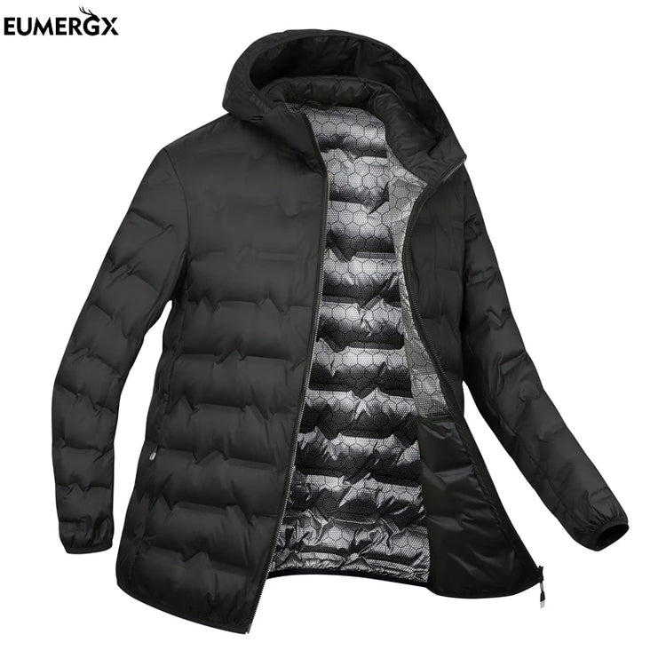 EUMERGX Men's Down Jacket Winter Warm Duck Down Lightweight Padding Jackets Camping Climbing Trekking Graphene Lining Coat