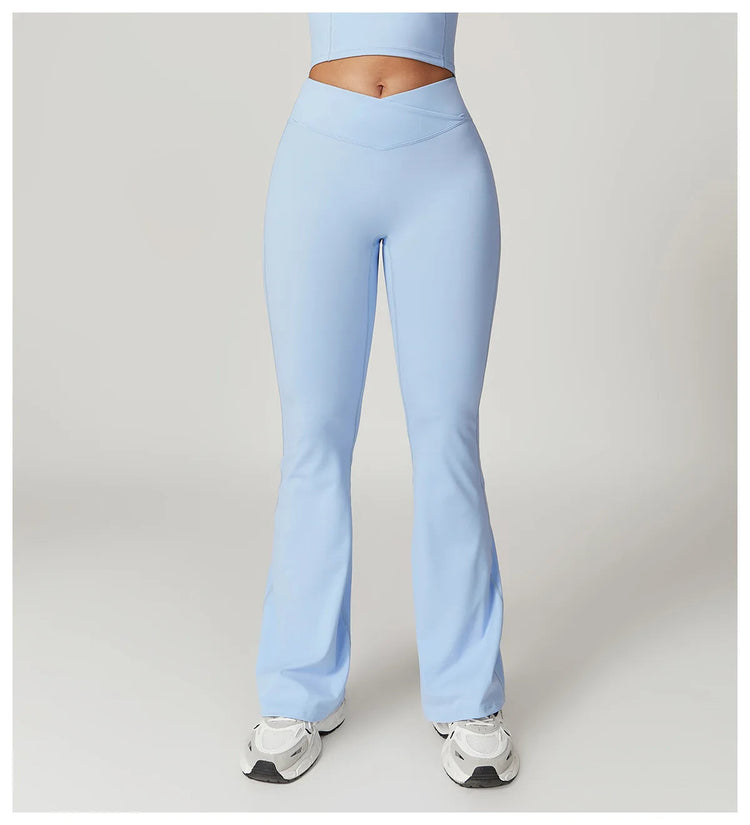 Flare Leggings Yoga Pants Women Bell-bottoms Yoga Tights High Waist Fitness Pants Stretch Gym Workout Sports Push Up Leggings PlatiNum