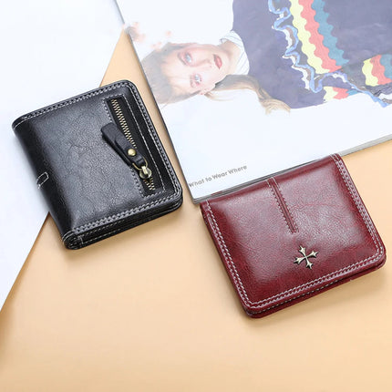 Zipper Mini Women Wallets New Fashion PU Leather Vertical Square Shape Quality Female Purse Card Holder Wallet Coin Purses PlatiNum
