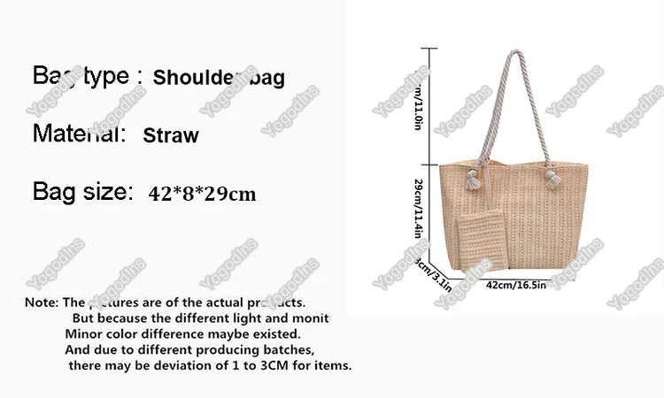 Borse da donna firmate Borsa tote in paglia di grande capacità alla moda Borsa da spiaggia estiva Borsa grande casual Bali