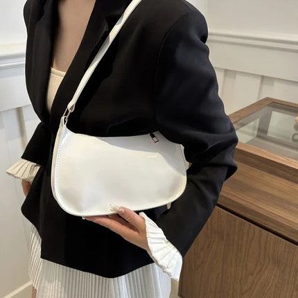 Retro Solid Color PU Leather Shoulder Underarm Bag Women's Fashion Handbags Casual Hobos Purses and Handbag Ladies Hand Bags PlatiNum