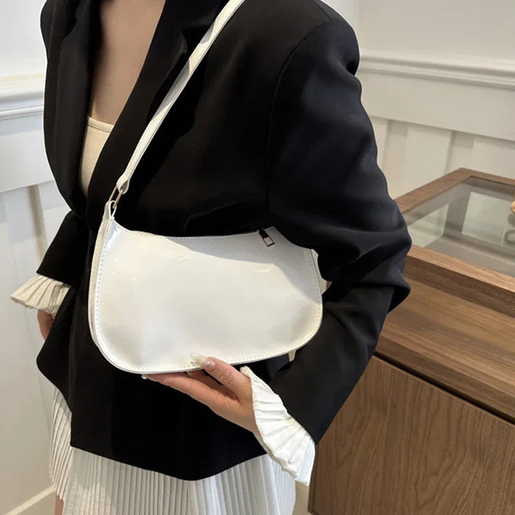 Retro Solid Color PU Leather Shoulder Underarm Bag Women's Fashion Handbags Casual Hobos Purses and Handbag Ladies Hand Bags PlatiNum