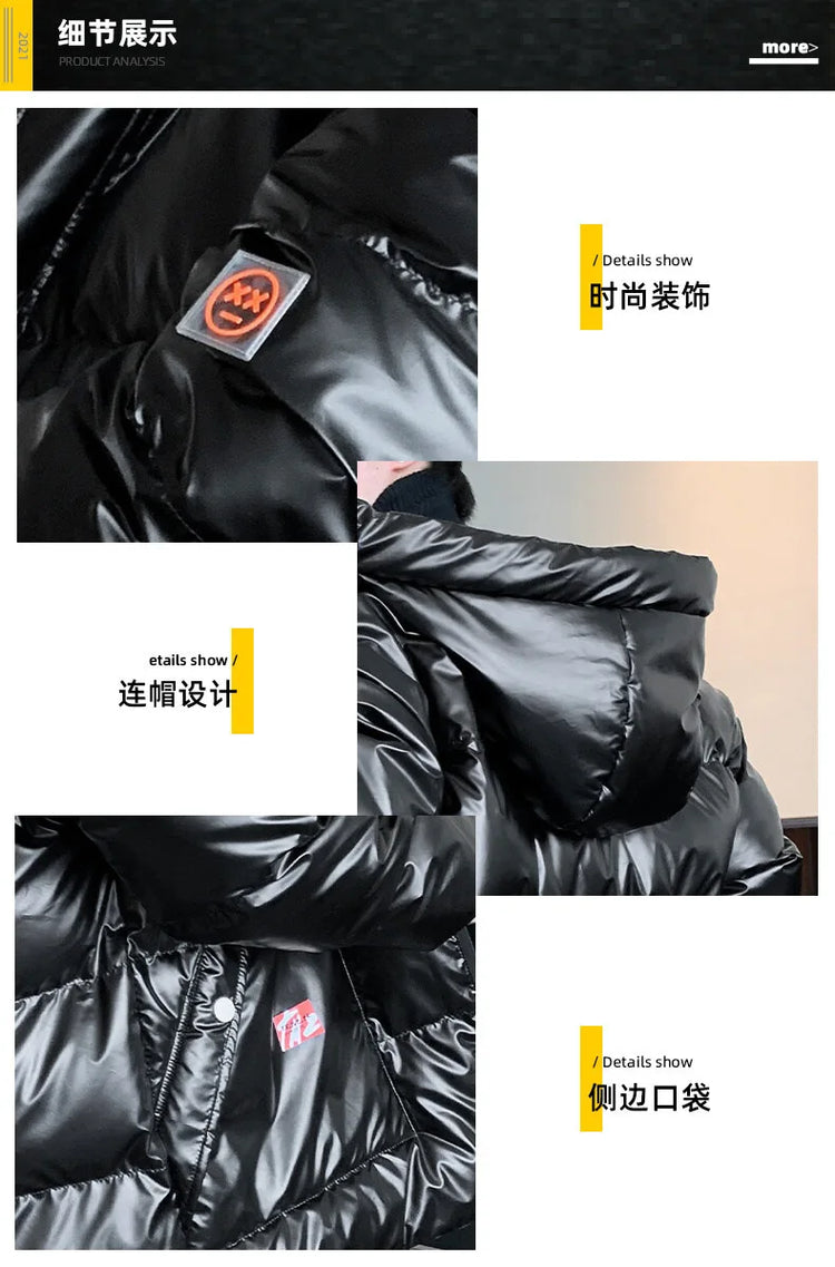 Autumn Winter Men's Cotton-padded Clothes Casual Winter Jacket Men's Thickened Thermal Glossy Jackets Large-size Men's Parkas