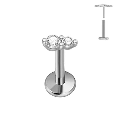 ASTM F136 G23 Orecchino a forma di cuore in titanio 16G 18G 20G Piercing senza filettatura Farfalla Push in Lip Stud Daith Labret Conch platinumshop