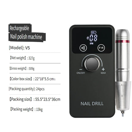 Wireless Portable Rechargeable Electric Nail Polishing Machine New Cordless Nail Surface Polisher Gel Nail Remover Professional Home Salon Manicure Pedicure Care Tool For DIY Nail Art Design