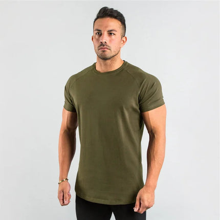 Men's Summer Skinny Casual T-Shirt Short Sleeve Tee Male Gym Fitness Sport Cotton Tops Man Running Workouts Sweatshirt Clothing PlatiNum