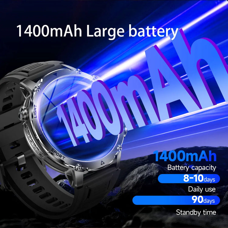 Military Grade Sapphire Smart Watch HeartRate SO2 BT5.3 Call Custom dial Smartwatch for Men Breathable Band Sports watch 1400mAh