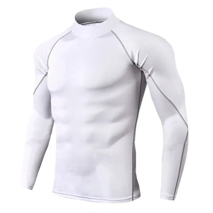 Men Compression Long Sleeve T Shirt Sportswear Male Skinny Tshirt Elastic Track Tracksuit Clothing Gyms Fitness T-shirt For Men PlatiNum
