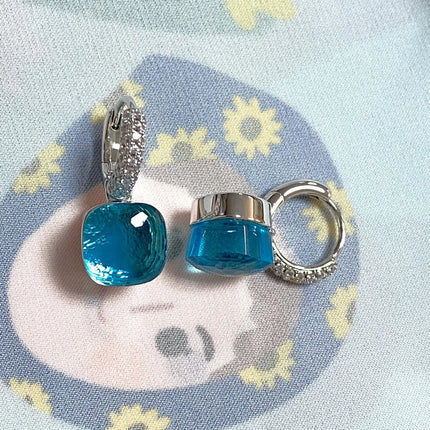 Classic Candy Color Earrings Inlay Transparent Zircon 27Colors Crystal Earrings Platinum Plated Fashion Jewelry For Women PlatiNum