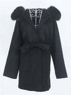 OFTBUY Omen Double Face Wool Coat Natural Fur Coat Wool Blend Jacket Winter Warm Elegant Long Sleeve Fur Cuffs Fashion Outerwear
