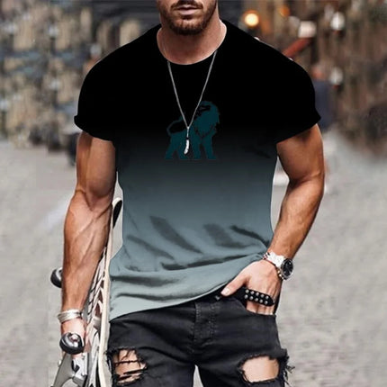 New fashionable and trendy men's 3D gradient print t-shirt top summer streetwear o-neck plus size pullover