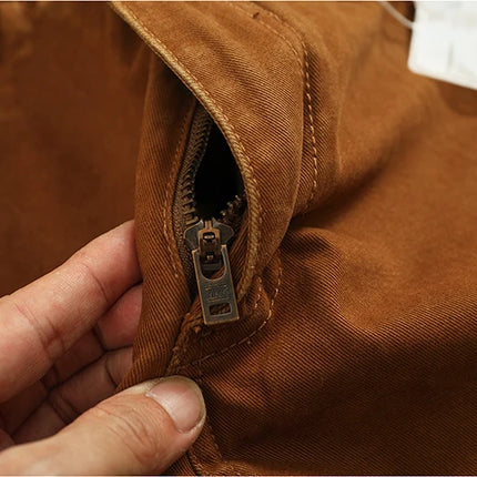 Spring And Autumn New American Retro 100% Cotton Multi-pocketed Washed Old Straight Casual Pants Loose Fashion Cargo Trousers