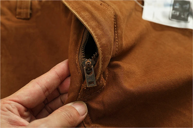 Spring And Autumn New American Retro 100% Cotton Multi-pocketed Washed Old Straight Casual Pants Loose Fashion Cargo Trousers
