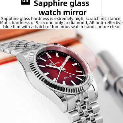 ADDIESDIVE Watch For Men Sapphire Glass Luminous 10Bar Diving Jubilee Strap 316L Stainless Steel VH31 Movement Quartz Watch