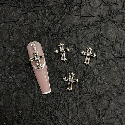20PCS Alloy Dark Gothic Style Cross Skull Nail Art Decoration Punk Spider Web Coffin Nail Charm Accessories for DIY Crafts