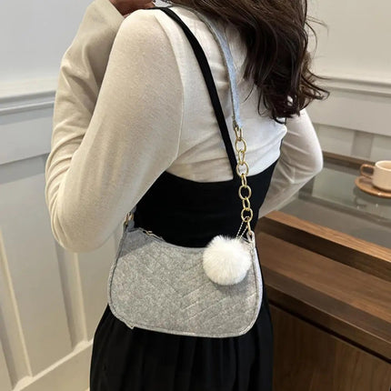 Mini Women Shoulder Bags Fashion Felt Women's Bag Design Advanced Underarm Handbags Mini Saddle Bag PlatiNum
