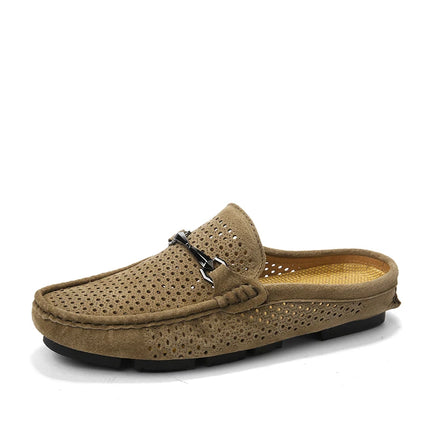 Nuove Ciabatte da Uomo alla Moda in Vera Pelle, Scarpe Casual Traspiranti con Design Traforato, Comode Slip-on per Guida, Mocassini da Uomo