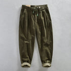 Autumn Winter Classic Cotton Corduroy Casual Mens Pants Comfortable Retro Big Pocket Drawstring Cargo Trousers AZ324