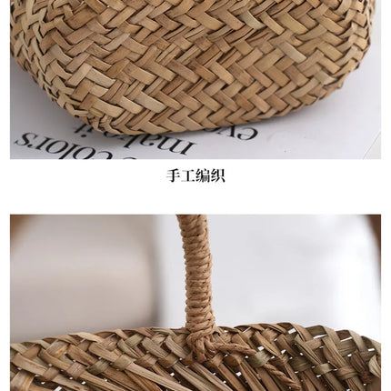 Handmade Woven Rattan Bag Mini Bohemian Basket Bags for Women Travel Straw Beach Bag Designer Woven Bags Bucket Bag